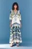Off White Macaw Flight Maxi Dress sold by FARM Rio