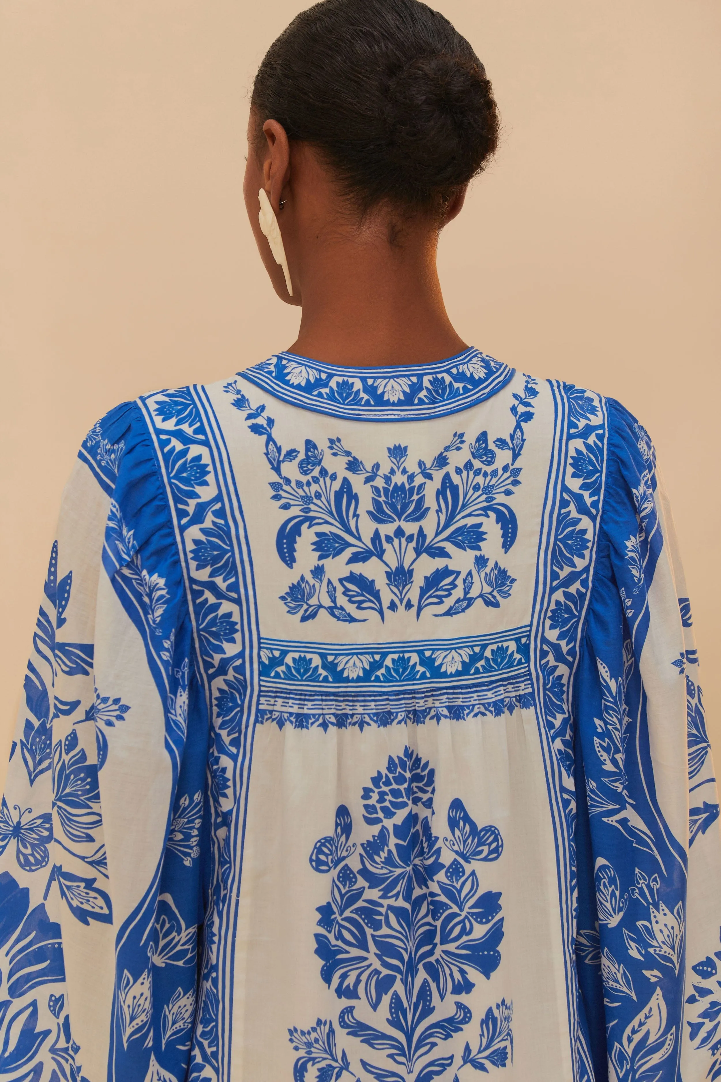 Off-White Delicate Tapestry Long Sleeve Maxi Dress sold by FARM Rio product image thumbnail 5