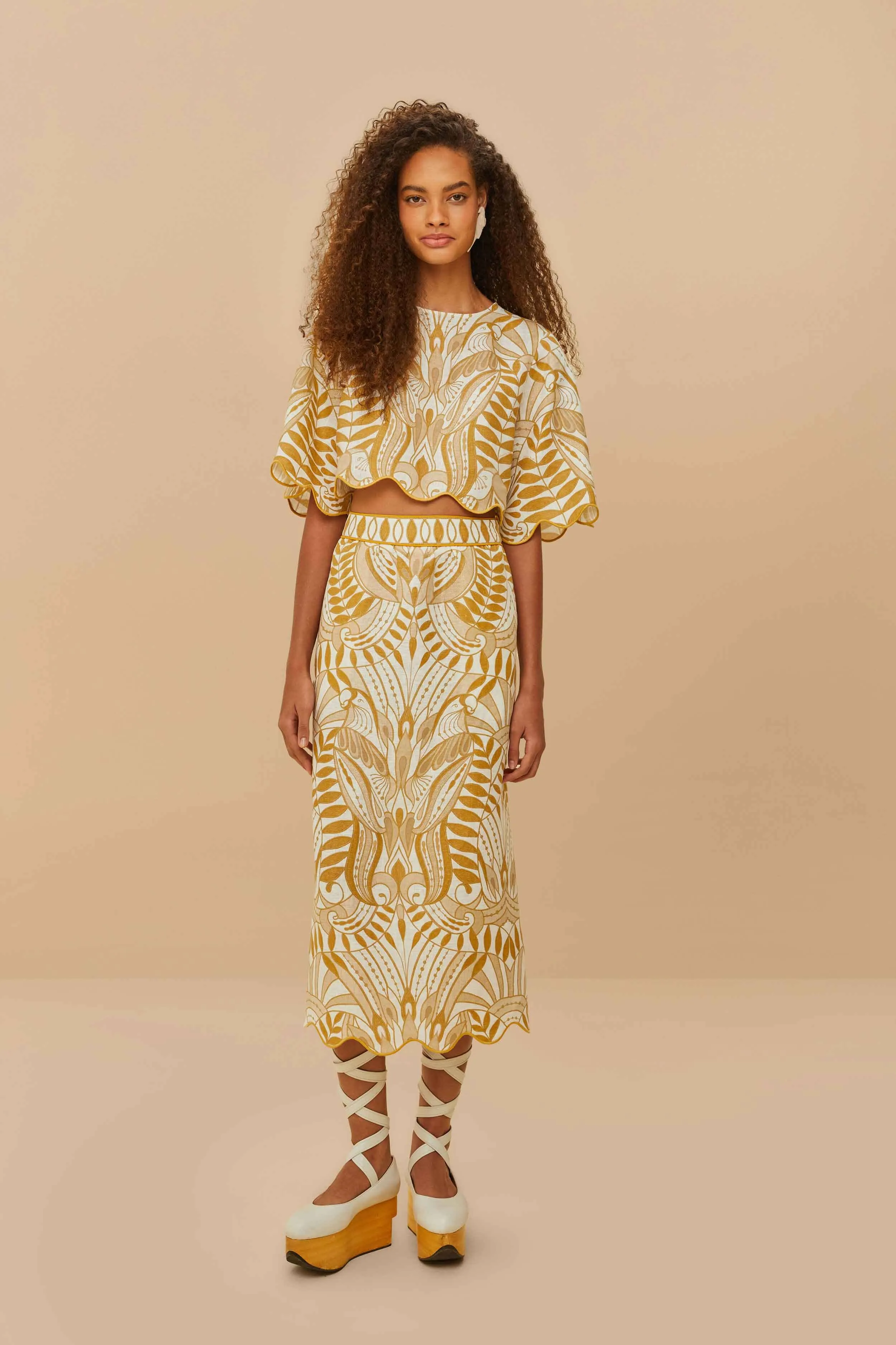 Off-White Lace Nature Euroflax™ Premium Linen Blouse sold by FARM Rio product image thumbnail 2