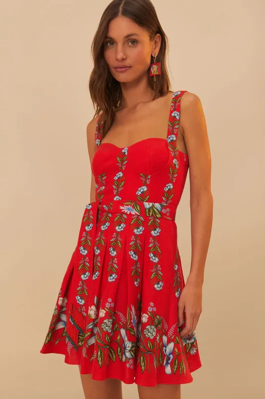 Red Sweet Bloom Bouquet LENZING™ ECOVERO™ Euroflax™ Mini Dress sold by FARM Rio