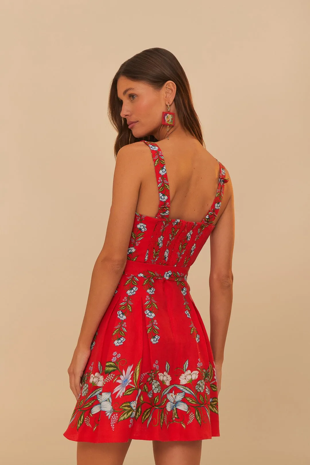 Red Sweet Bloom Bouquet LENZING™ ECOVERO™ Euroflax™ Mini Dress sold by FARM Rio product image thumbnail 5
