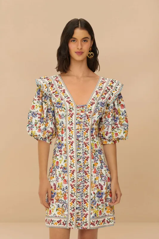 Off-White Greek Garden LENZING™ ECOVERO™ Euroflax™ Mini Dress sold by FARM Rio