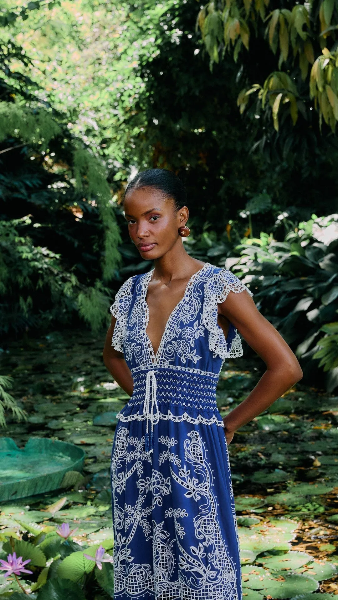 Blue Romantic Richelieu LENZING™ ECOVERO™ Euroflax™ Maxi Dress sold by FARM Rio product image thumbnail 2