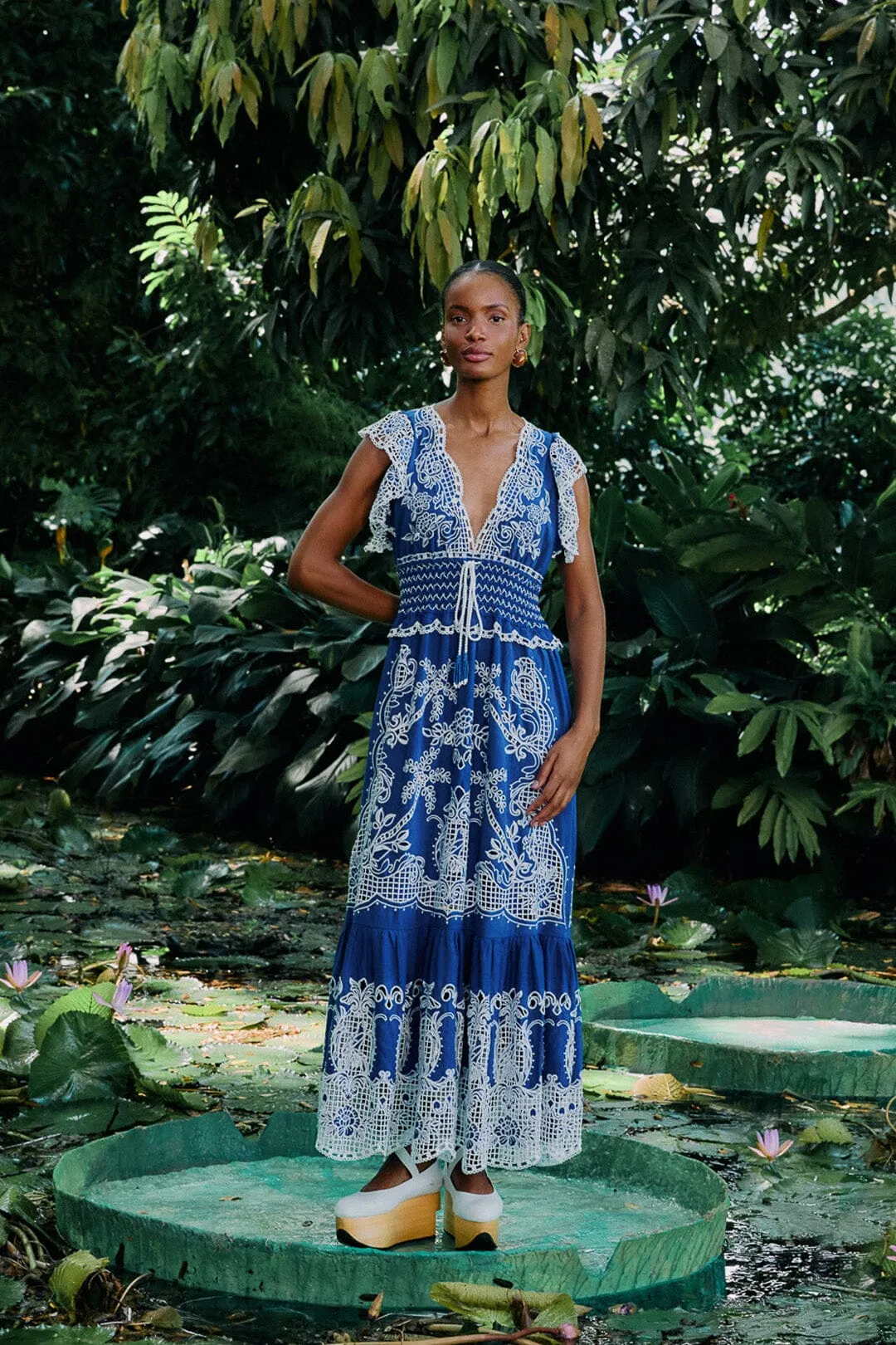 Blue Romantic Richelieu LENZING™ ECOVERO™ Euroflax™ Maxi Dress sold by FARM Rio