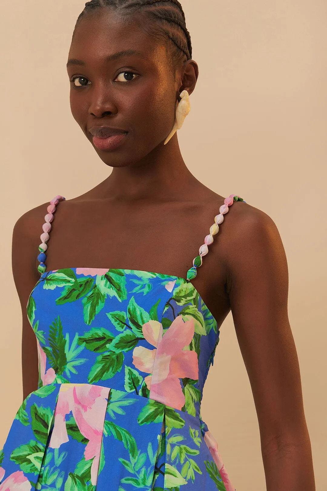 Blue Painted Flowers Organic Cotton Midi Dress sold by FARM Rio product image thumbnail 3