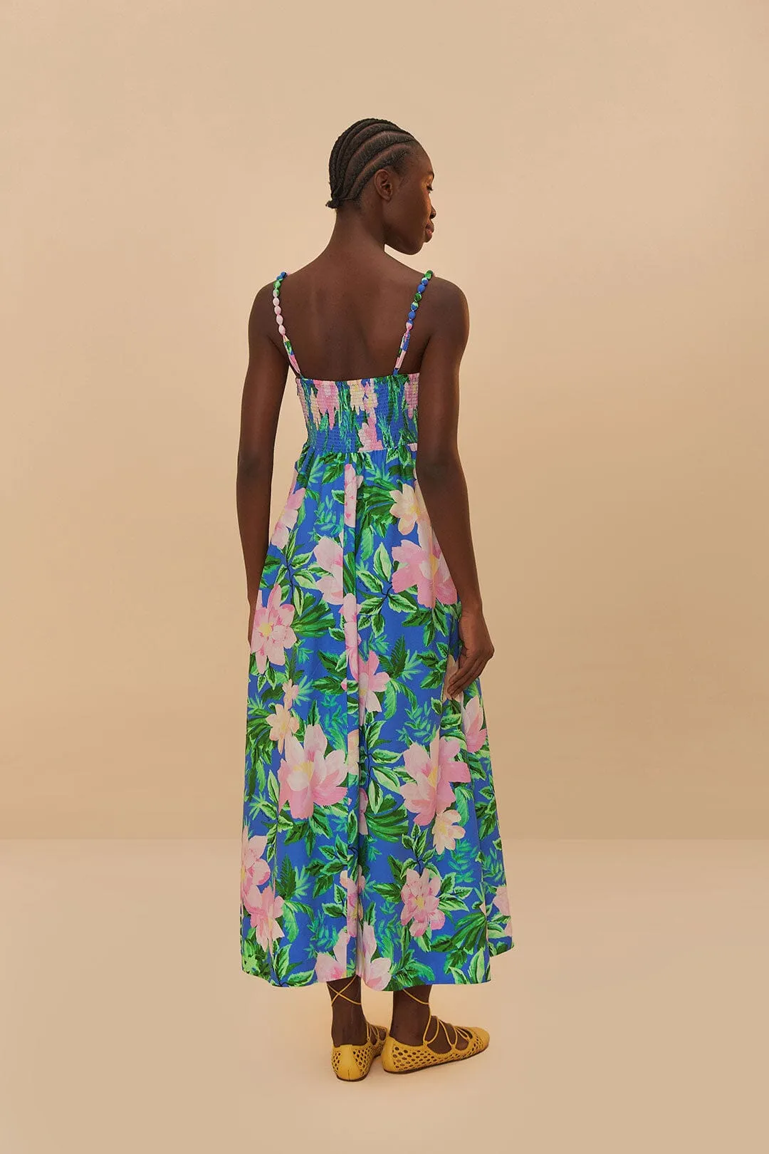 Blue Painted Flowers Organic Cotton Midi Dress sold by FARM Rio product image thumbnail 4