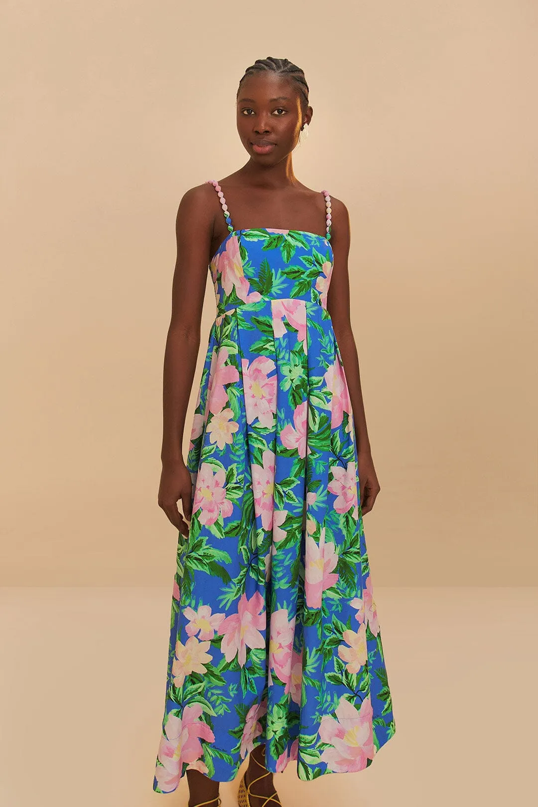 Blue Painted Flowers Organic Cotton Midi Dress sold by FARM Rio product image thumbnail 2