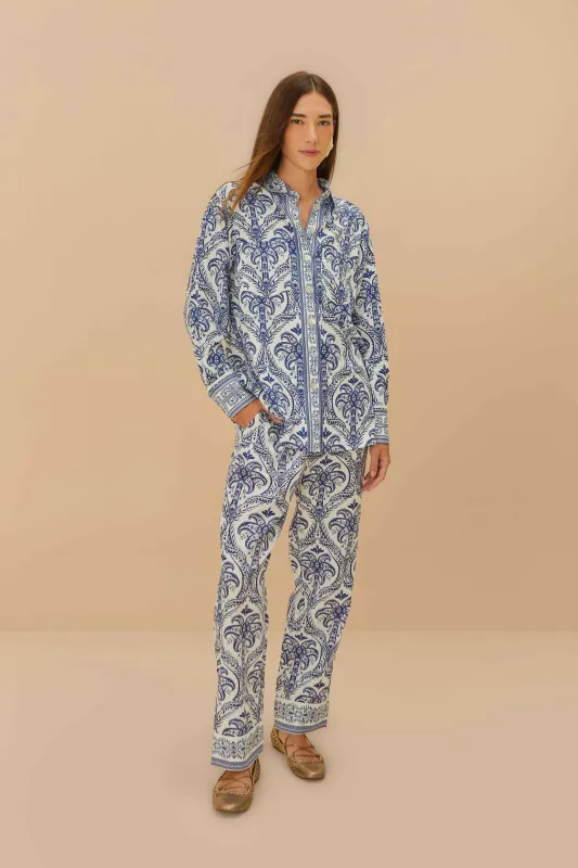 Off-White Tropical Cameo LENZING™ ECOVERO™ Euroflax™ Pajama Pants sold by FARM Rio
