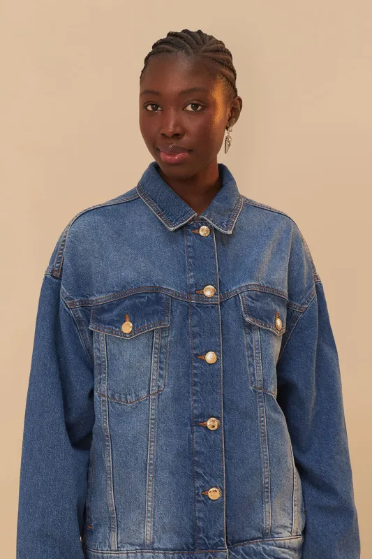 Bows Embroidery Denim Jacket sold by FARM Rio