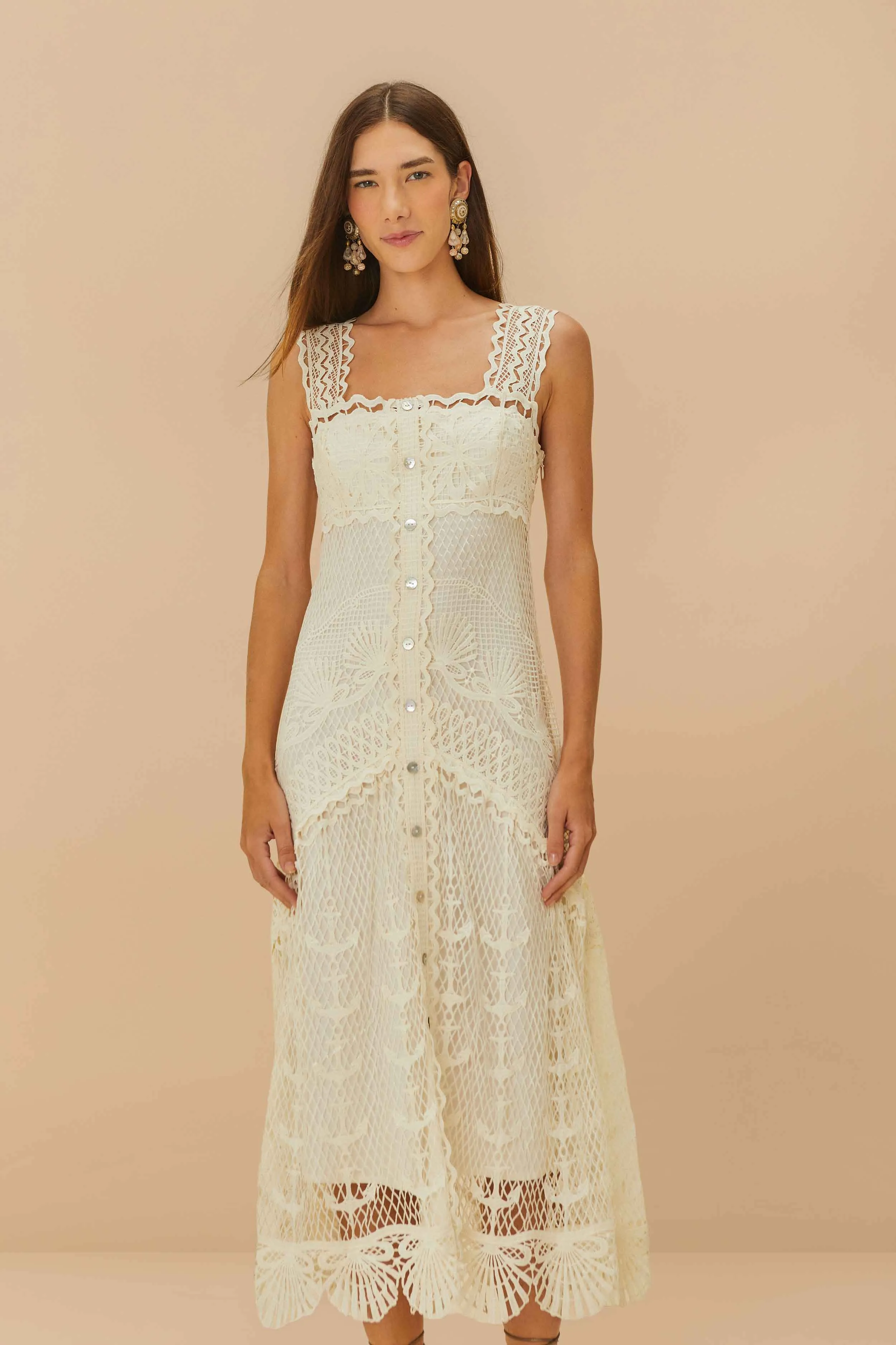 Off-White Nautical Guipure Maxi Dress sold by FARM Rio product image thumbnail 2