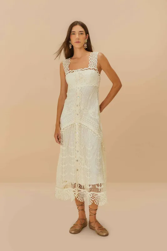 Off-White Nautical Guipure Maxi Dress sold by FARM Rio