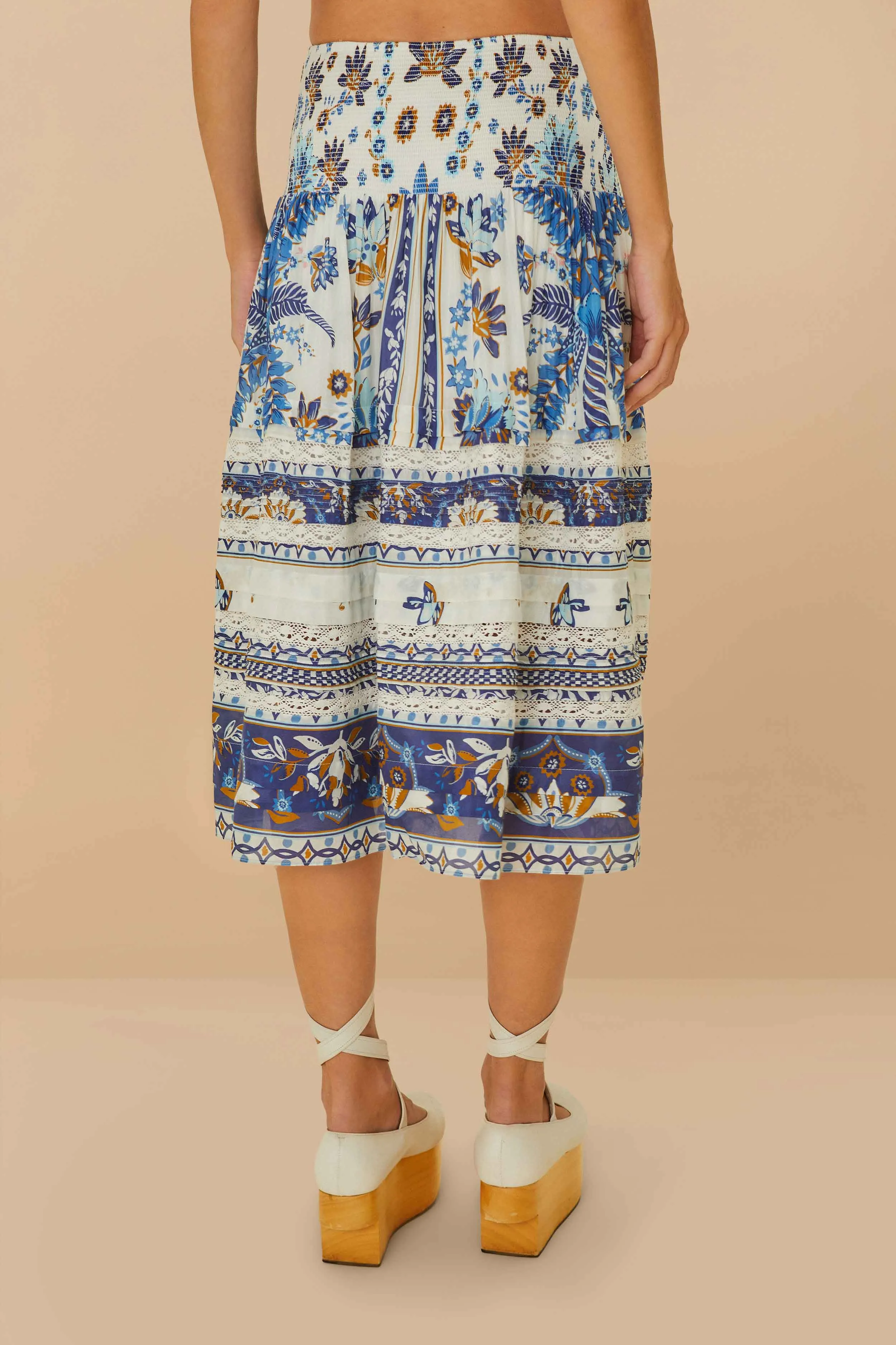 Off-White Ana Tapestry Organic Cotton Midi Skirt sold by FARM Rio product image thumbnail 4