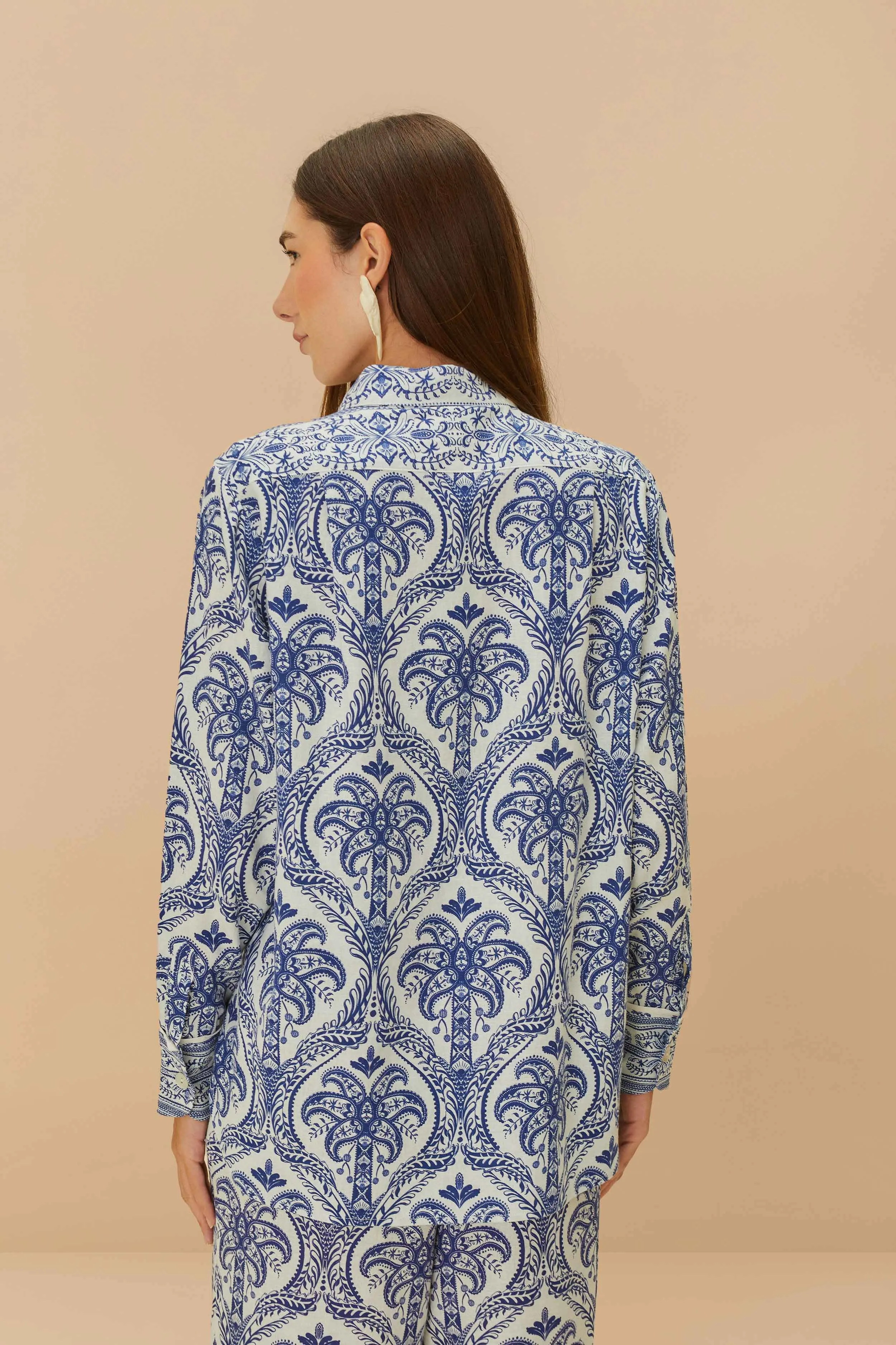 Off-White Tropical Cameo LENZING™ ECOVERO™ Euroflax™ Pajama Shirt sold by FARM Rio product image thumbnail 4