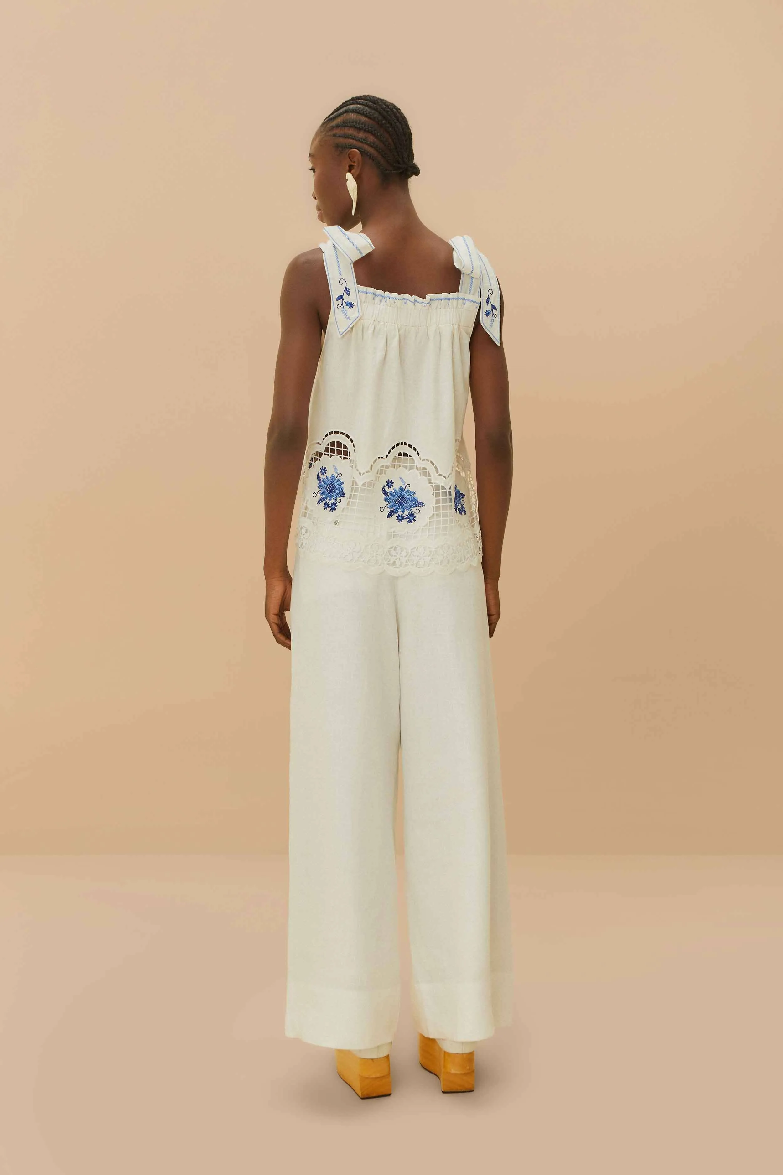 Off-White Euroflax™ Premium Linen High Waisted Pants sold by FARM Rio product image thumbnail 4