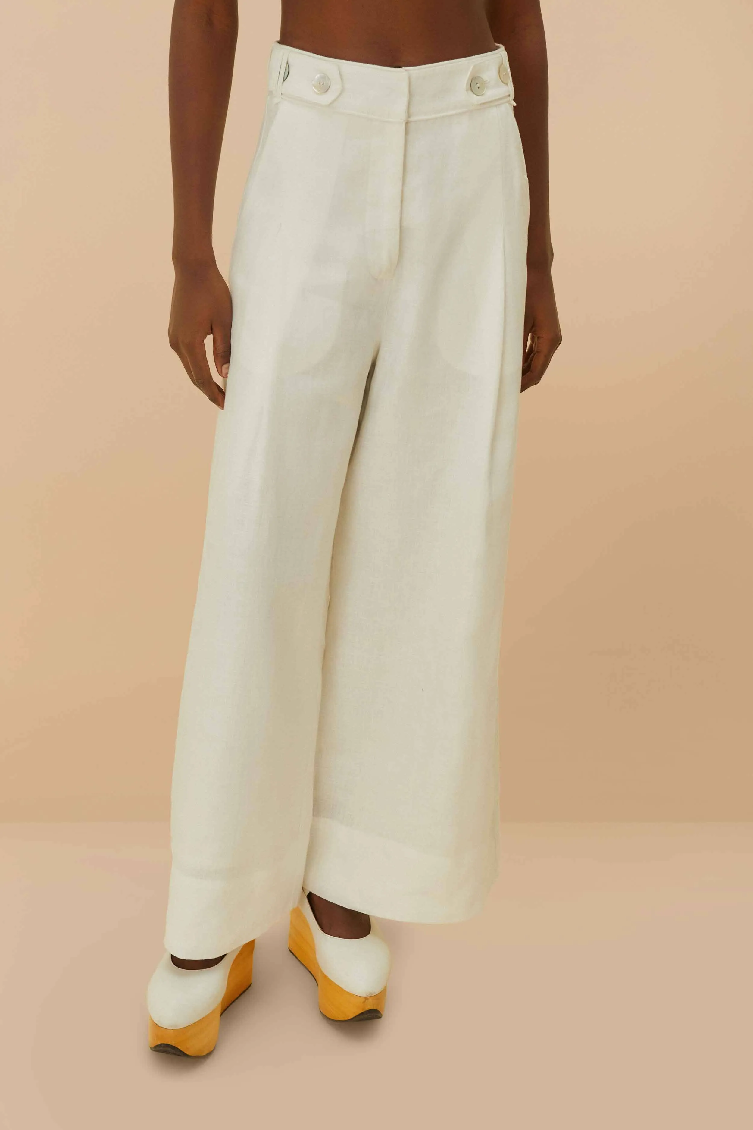 Off-White Euroflax™ Premium Linen High Waisted Pants sold by FARM Rio product image thumbnail 2