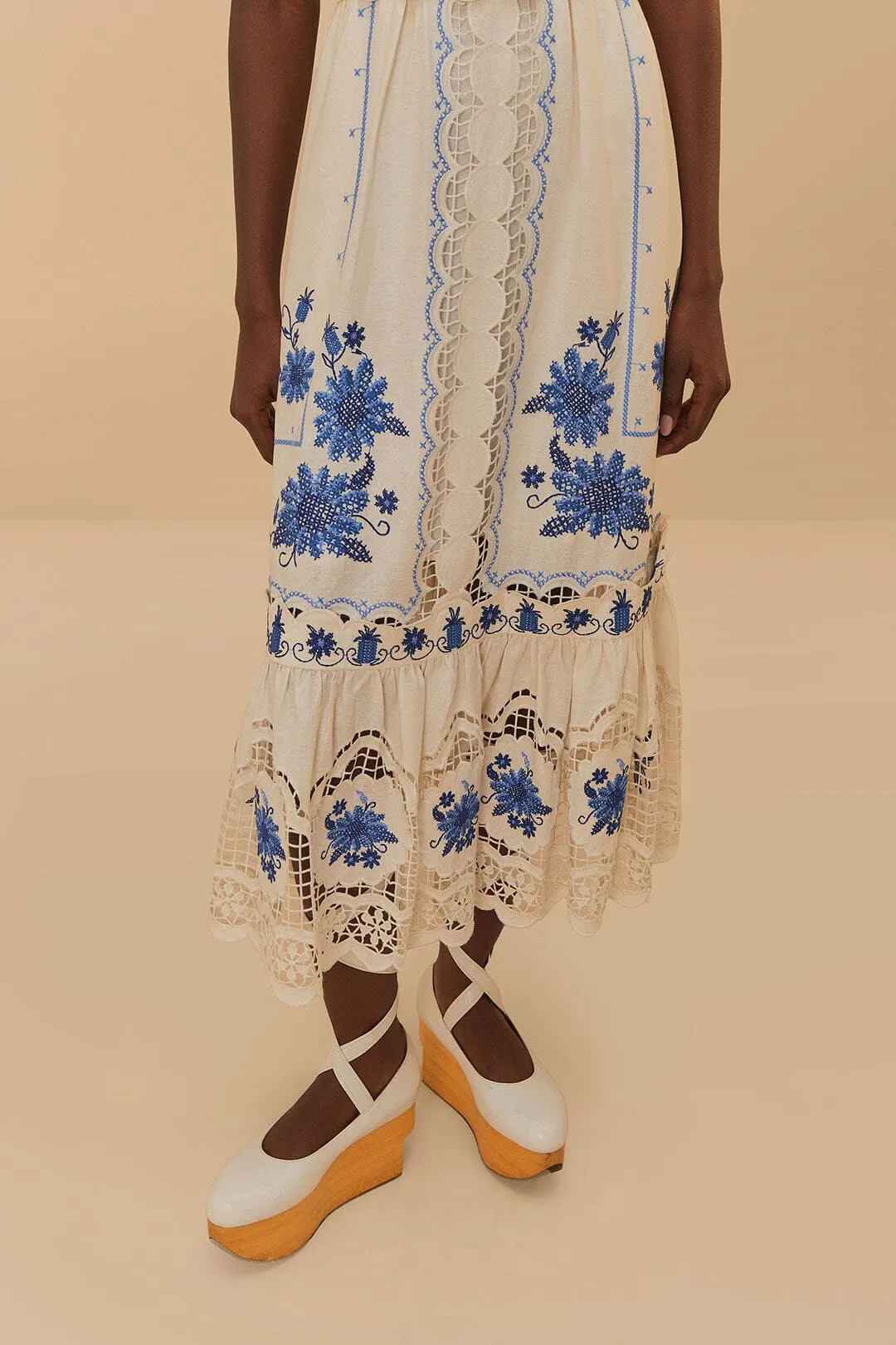 Off-White Richelieu Sunflower LENZING™ ECOVERO™ Euroflax™ Midi Dress sold by FARM Rio product image thumbnail 2