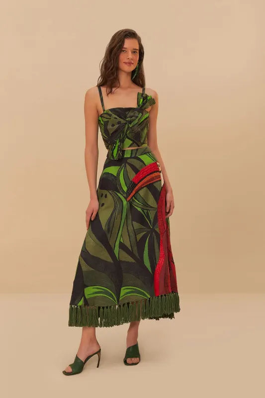 Black Coconut Tree Flow Embroidered Skirt sold by FARM Rio