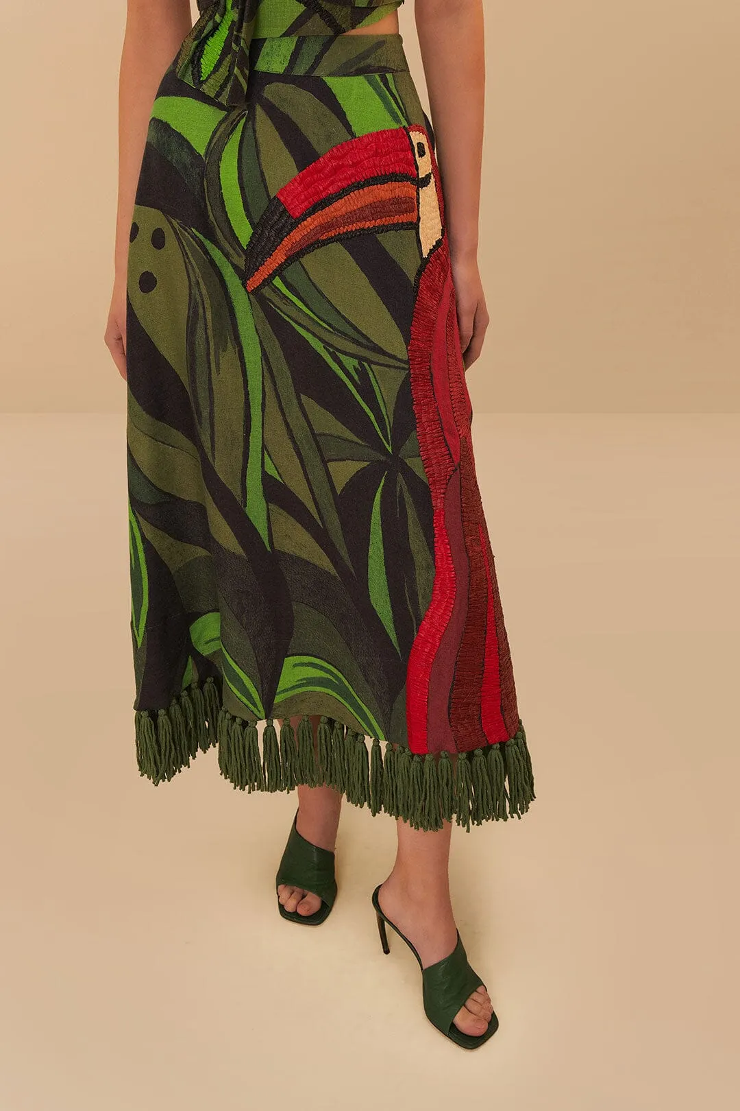 Black Coconut Tree Flow Embroidered Skirt sold by FARM Rio product image thumbnail 2