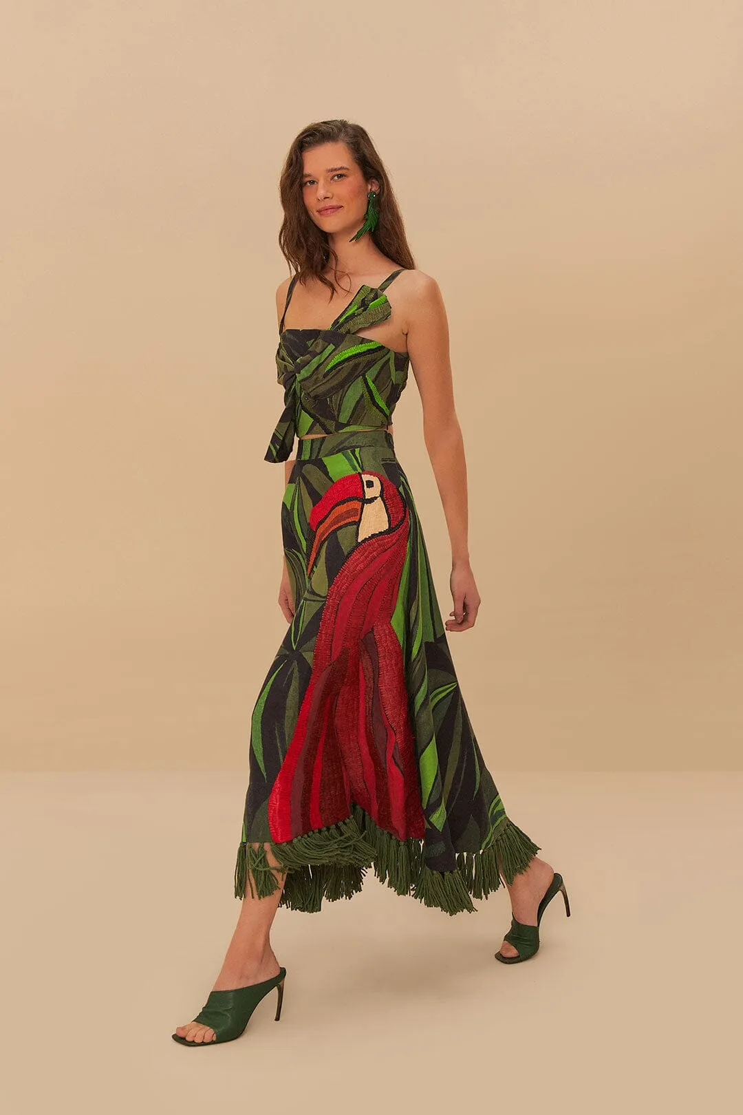 Black Coconut Tree Flow Embroidered Skirt sold by FARM Rio product image thumbnail 3
