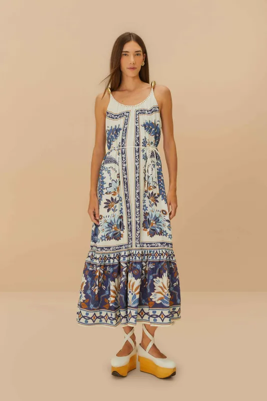 Off-White Ana Tapestry Fish Strap Maxi Dress made by FARM Rio