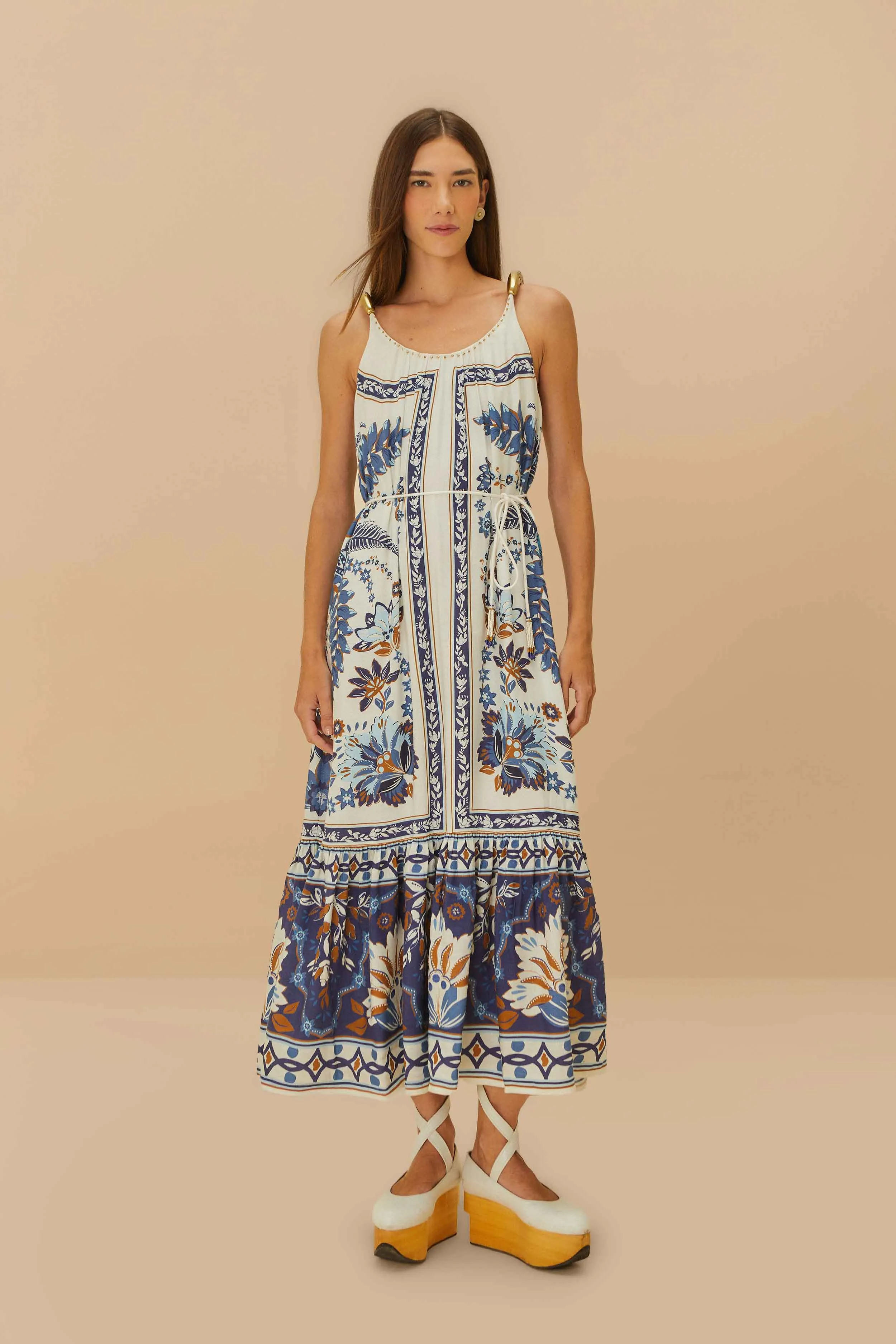 Off-White Ana Tapestry Fish Strap Maxi Dress sold by FARM Rio