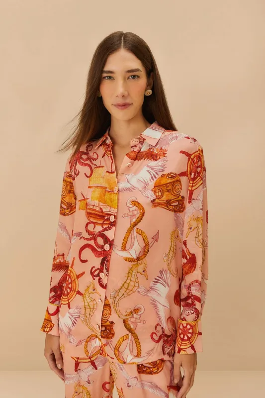 Pink Nautical Wonder Pajama Shirt sold by FARM Rio