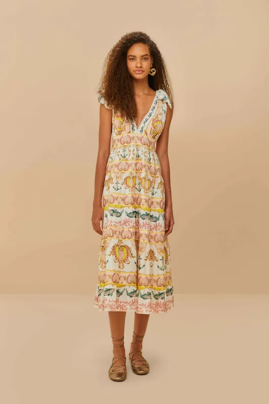 Off-White Maritime Magic Midi Dress sold by FARM Rio