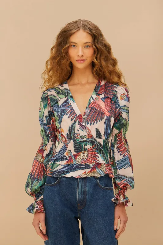 Pink Macaw Flight Blouse sold by FARM Rio