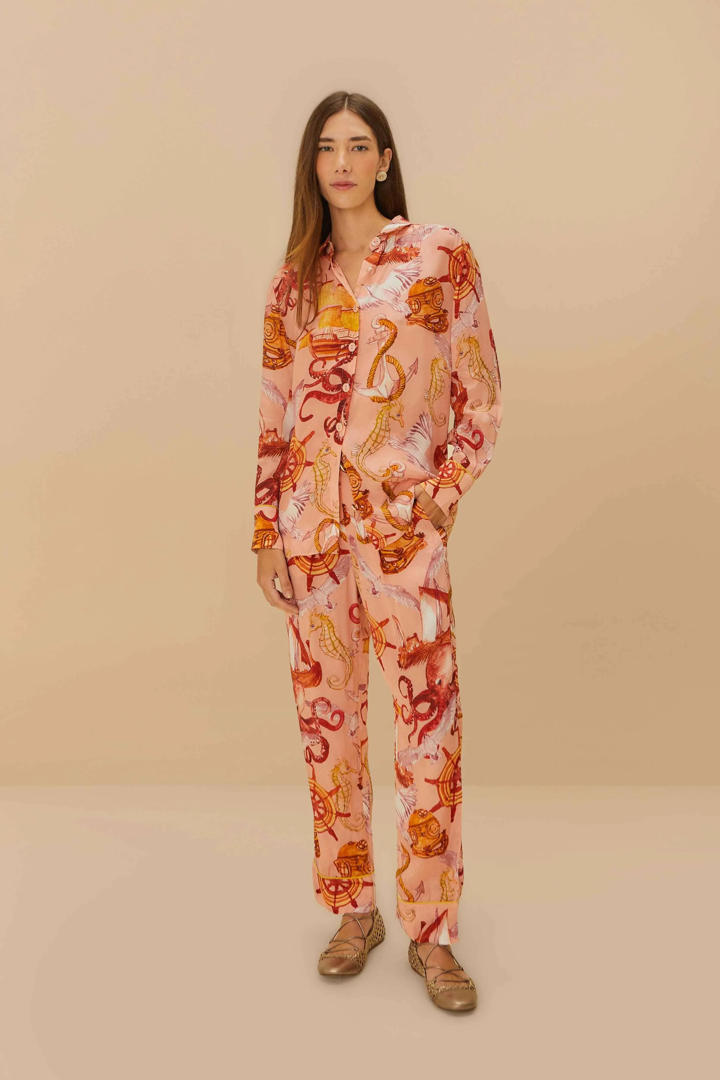 Pink Nautical Wonder Pajama Pants sold by FARM Rio