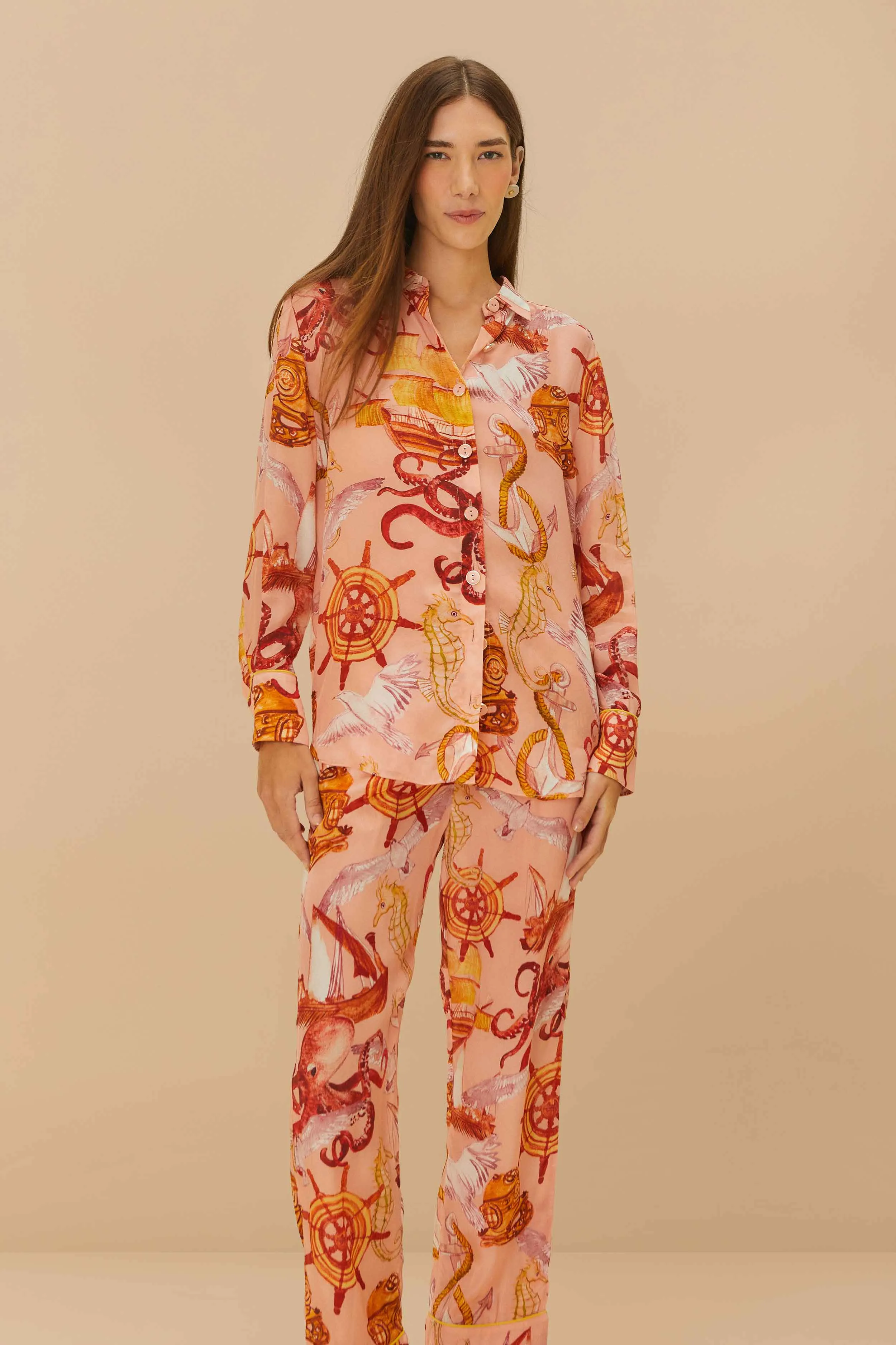 Pink Nautical Wonder Pajama Pants sold by FARM Rio product image thumbnail 3