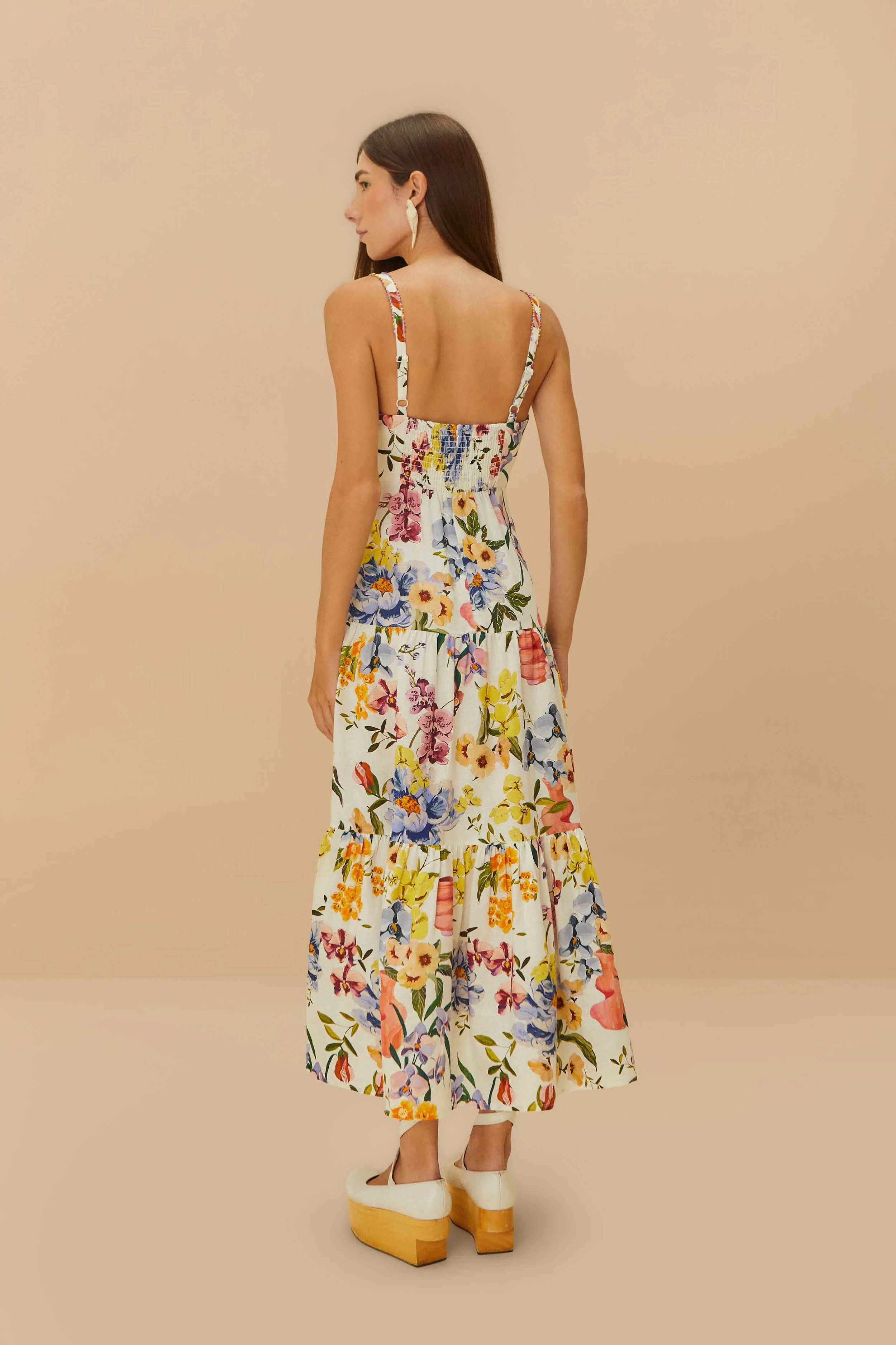 Off-White Greek Garden LENZING™ ECOVERO™ Euroflax™ Maxi Dress sold by FARM Rio product image thumbnail 3