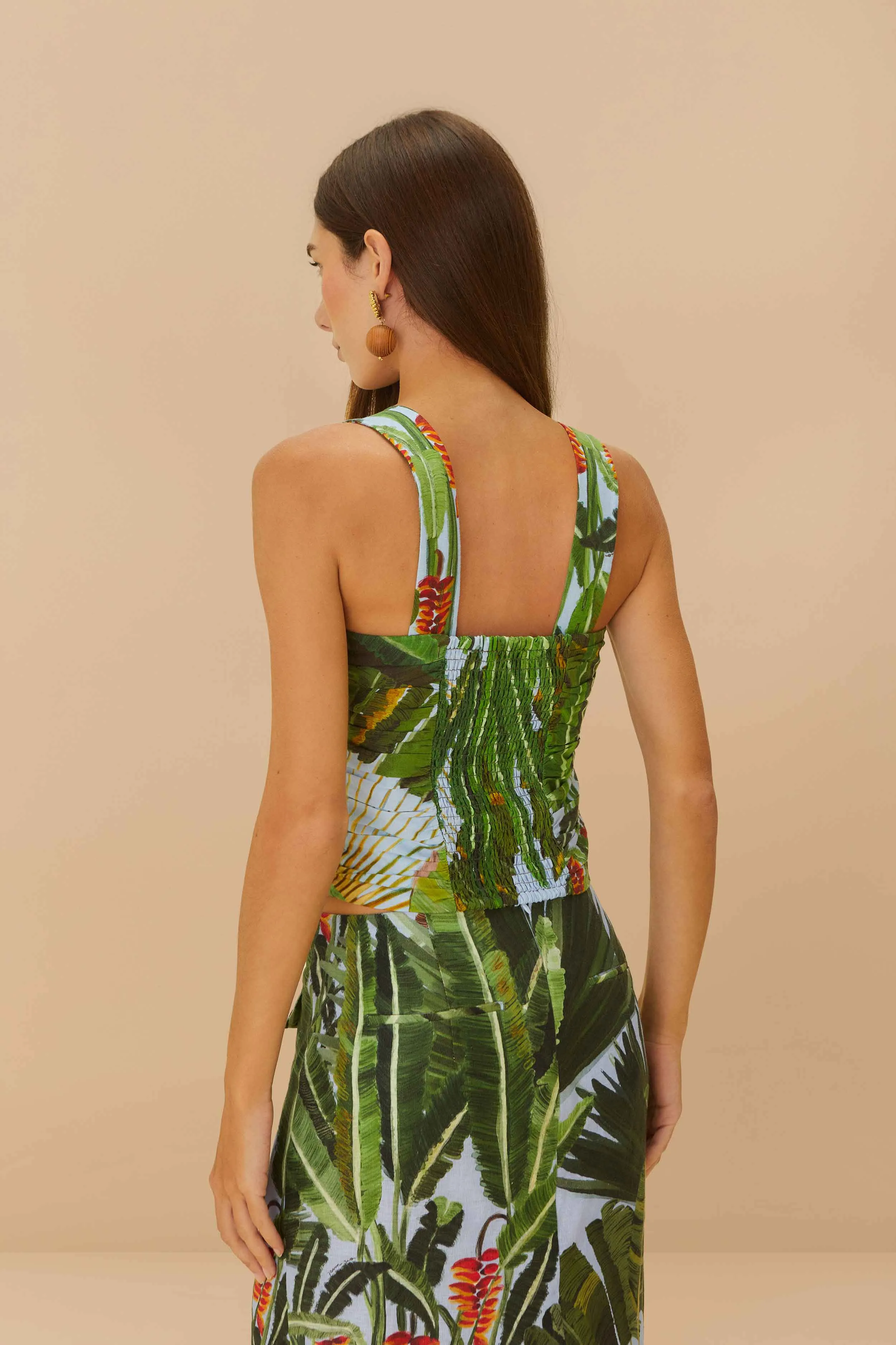 Blue Amazonia Forest LENZING™ ECOVERO™ Euroflax™ Crop Top sold by FARM Rio product image thumbnail 4