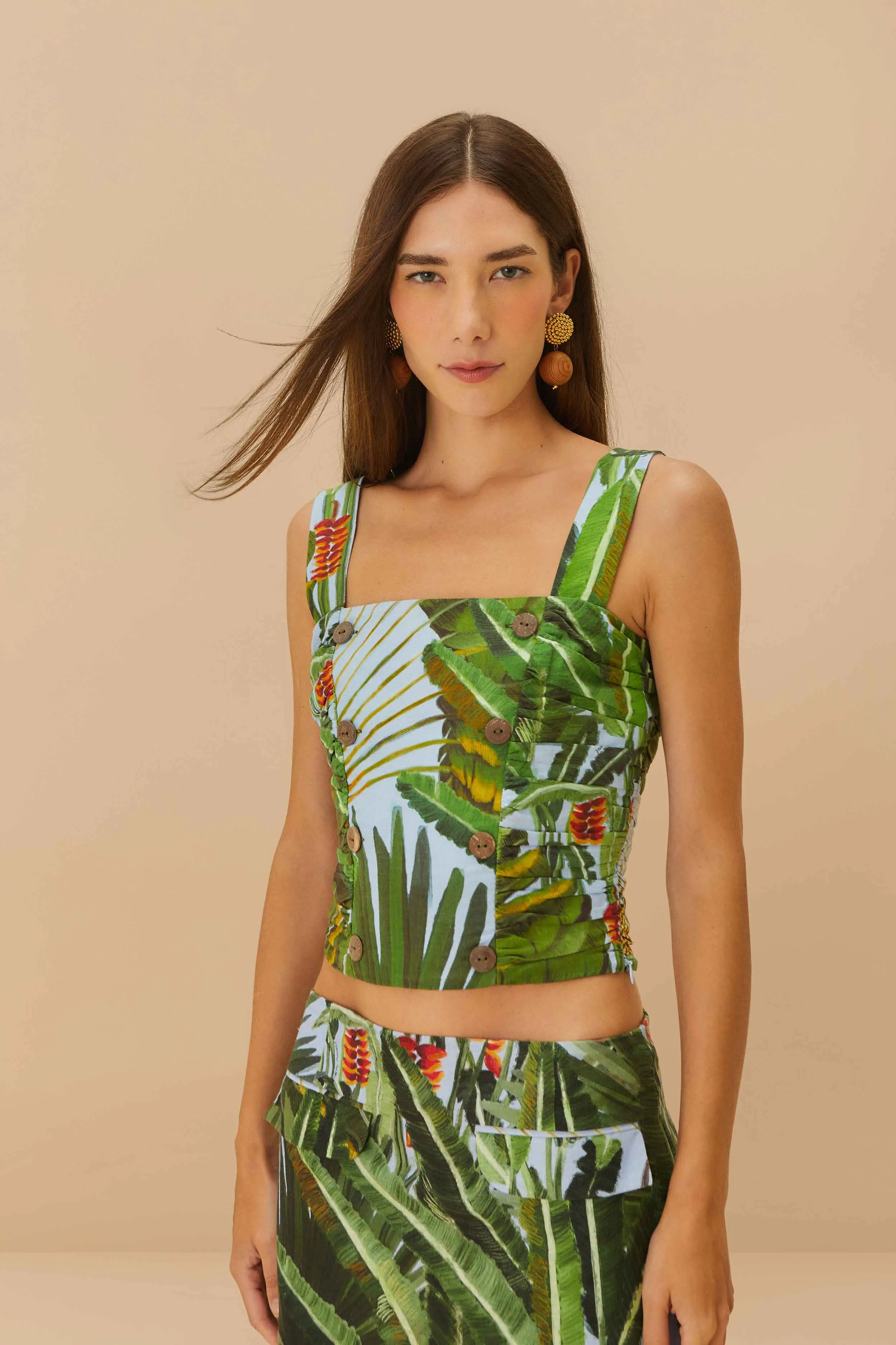 Blue Amazonia Forest LENZING™ ECOVERO™ Euroflax™ Crop Top sold by FARM Rio