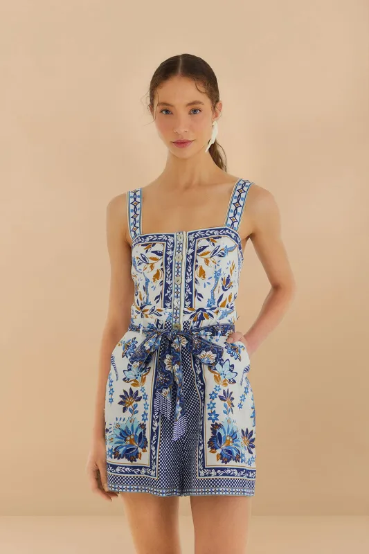 Off-White Ana Tapestry LENZING™ ECOVERO™ Euroflax™ Romper sold by FARM Rio