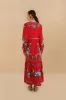 Red Sweet Bloom Bouquet LENZING™ ECOVERO™ Euroflax™ Midi Dress sold by FARM Rio