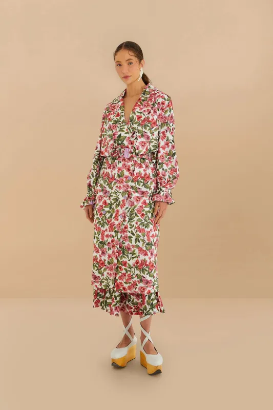 Halftone Pink Bouganvillea Oversized Trench Coat sold by FARM Rio