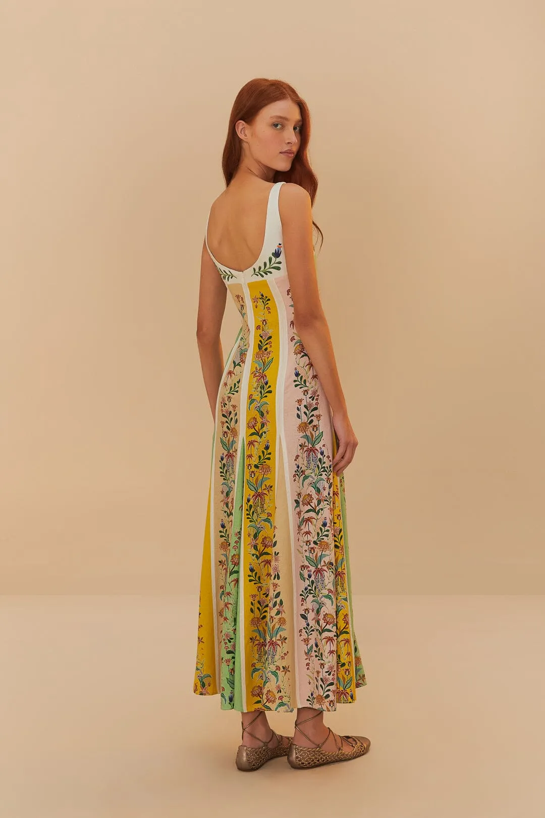 Multicolor Delicate Floral Stripes LENZING™ ECOVERO™ Euroflax™ Maxi Dress sold by FARM Rio product image thumbnail 5