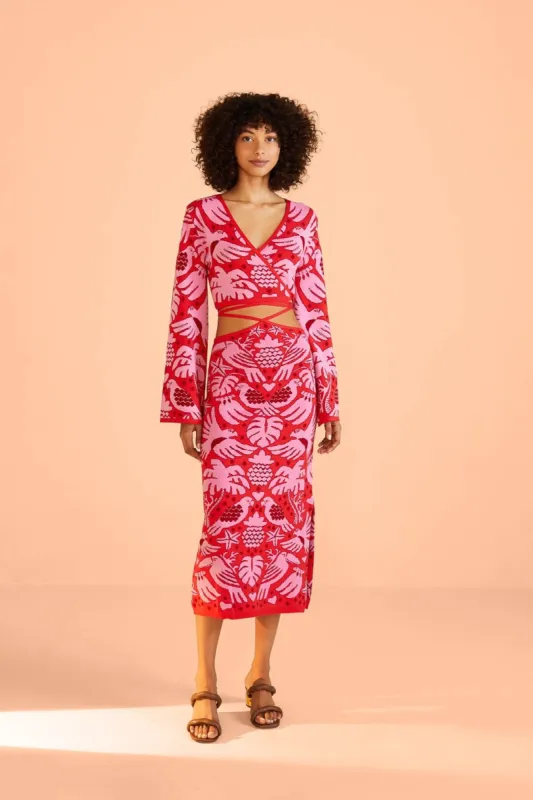 Red Jungle Scarf Knit Skirt sold by FARM Rio