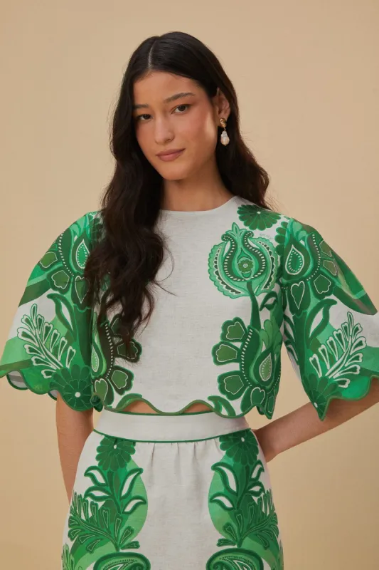 Green Color Festival Euroflax™ Blouse sold by FARM Rio