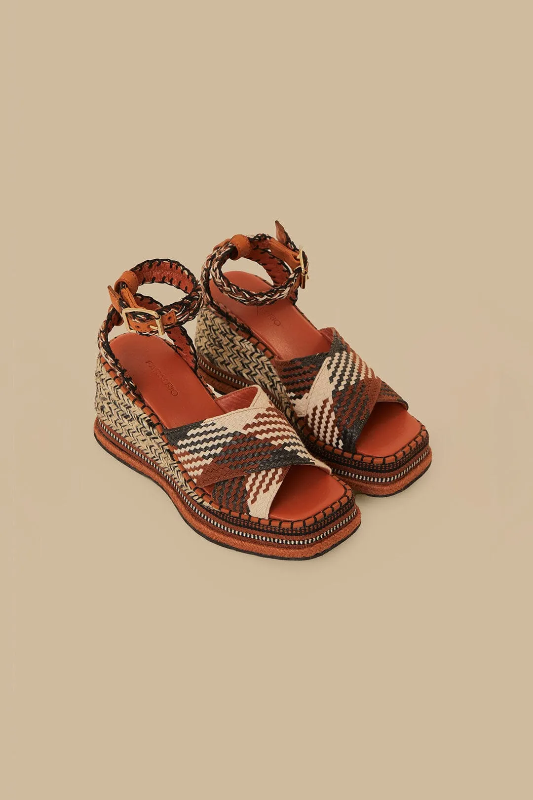 Rust Multi Texture Wedge Sandal sold by FARM Rio product image thumbnail 2