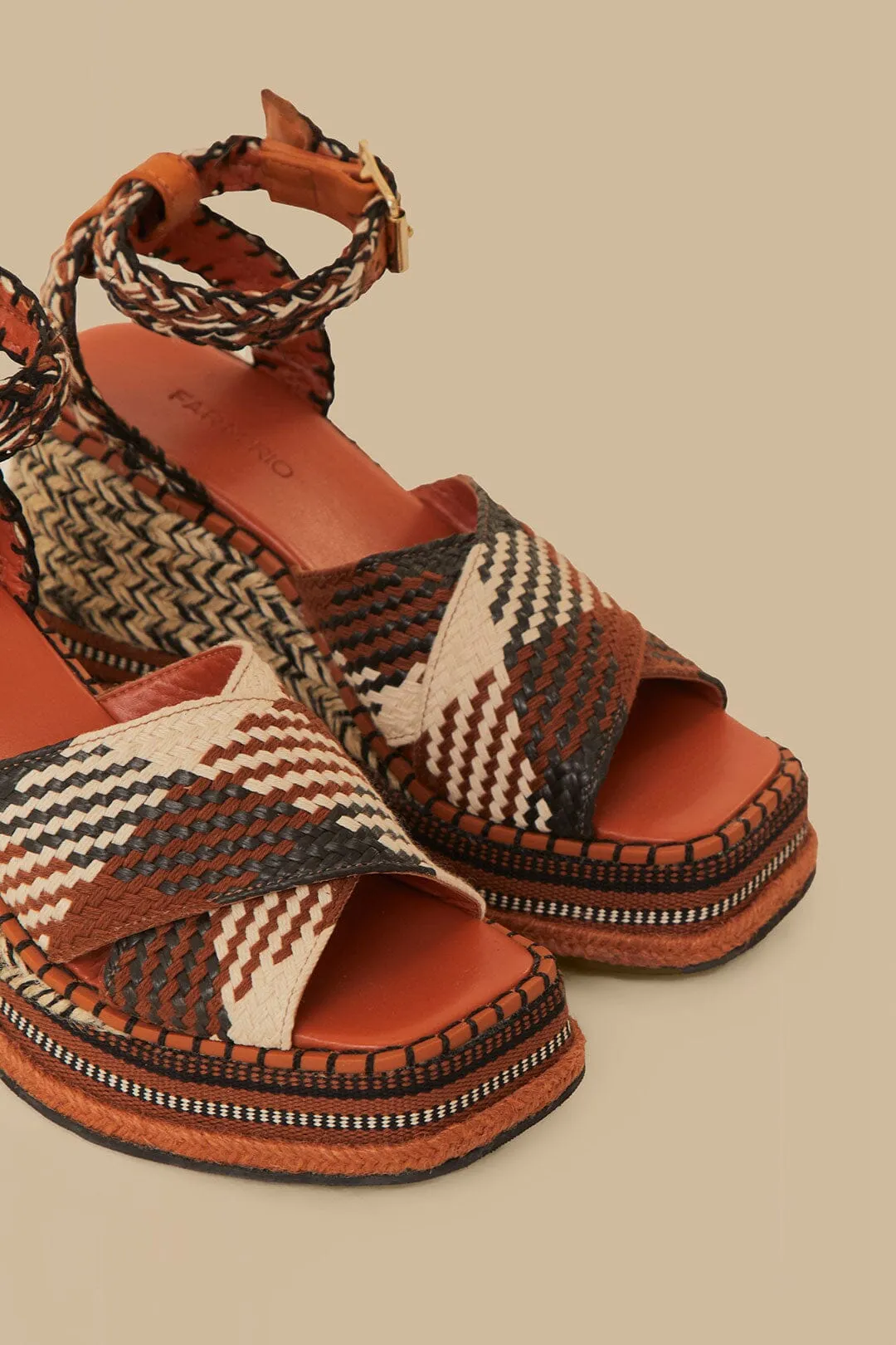 Rust Multi Texture Wedge Sandal sold by FARM Rio product image thumbnail 3