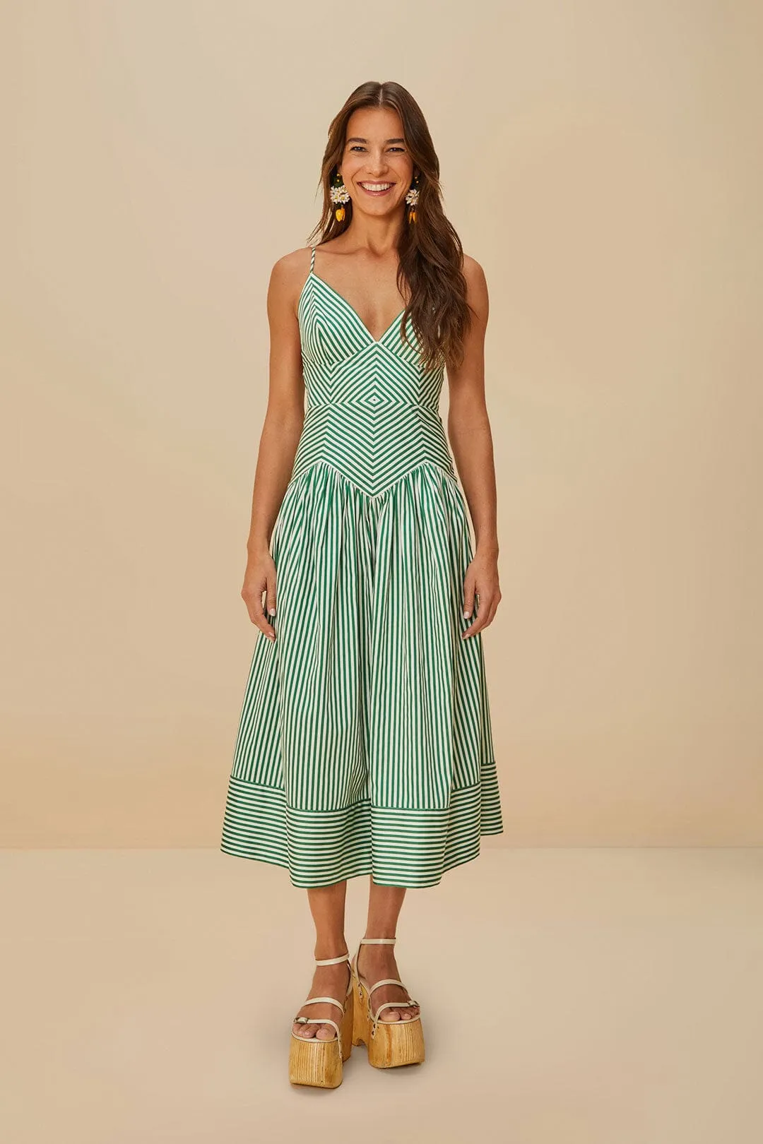 Bicolor Stripes Organic Cotton Midi Dress sold by FARM Rio