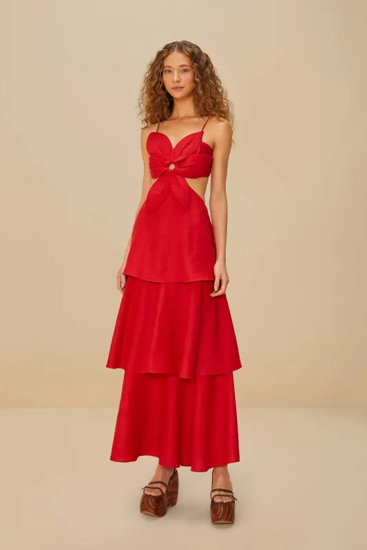 Red Flower LENZING™ ECOVERO™ Euroflax™ Maxi Dress sold by FARM Rio
