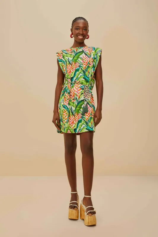 Off-White Heli Leaves Organic Cotton T-Shirt Mini Dress sold by FARM Rio