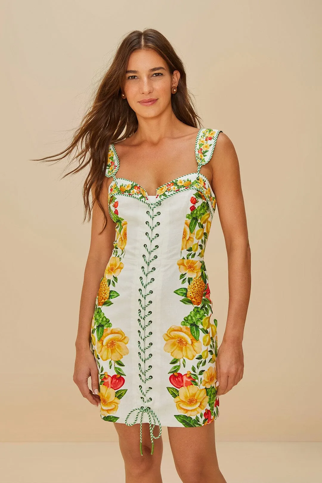 Off-White Picnic Flowers LENZING™ ECOVERO™ Euroflax™ Mini Dress sold by FARM Rio product image thumbnail 2