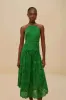 Green Palm Tree Eyelet Halter Neck Midi Dress sold by FARM Rio