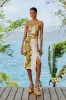 Off-White Picnic Flowers Euroflax™ Premium Linen Crop Top sold by FARM Rio