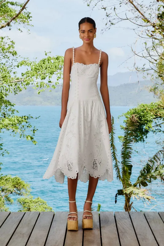 Off-White Richelieu LENZING™ ECOVERO™ Euroflax™ Midi Dress sold by FARM Rio