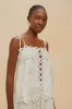 Off-White Flowers Richelieu Euroflax™ Premium Linen Blouse sold by FARM Rio