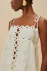 Off-White Flowers Richelieu Euroflax™ Premium Linen Blouse sold by FARM Rio